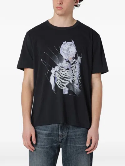 Our Legacy Oversize Cotton T Shirt Crew Neck Graphic In Black