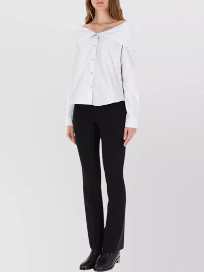 Our Legacy Off-the-shoulder Striped Long Sleeve Top In White