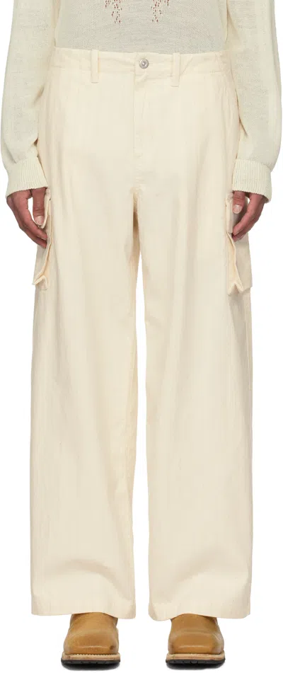 Our Legacy Off-white Mount Cargo Pants In Ecru Canal Stripe