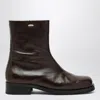 Our Legacy Chocolate Leather Camion Ankle Boots In Green