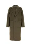 Our Legacy Long Wool Blend Coat With Notch Lapel In Green