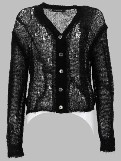 Our Legacy Open Linen Sweater In Black