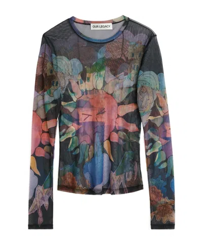 Our Legacy Open-necked Black Shirt In Multicolor