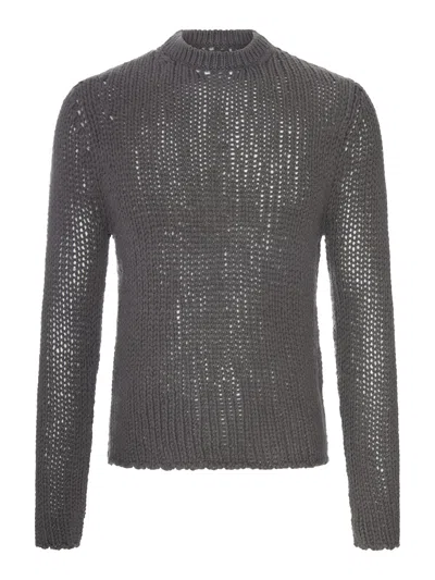 Our Legacy Open-knit Crew-neck Sweater In Gray