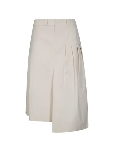 Our Legacy Origami Lace-insert Midi Skirt In Neutral