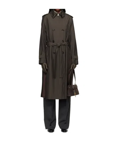 Our Legacy Origami Wool Blend Trench Coat With Turn-down Collar In Brown