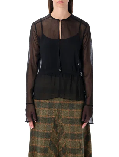 Our Legacy Mini Blouse With Cinched Waist In Black