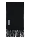 Our Legacy Black Wool Scarf With Fringes In Black