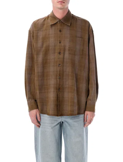 Our Legacy Mens Dakota Flannel Check Checked Relaxed-fit Cotton Shirt In Brown