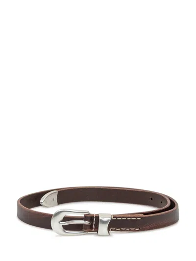 Our Legacy Brown Leather Belt With Buckle