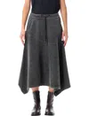 Our Legacy Lounge Cotton Skirt With Asymmetric Hem In Gray
