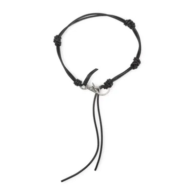 Our Legacy Udon Ladon Leather Necklace In Black