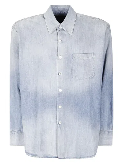 Our Legacy Oversized Denim Shirt With Vintage Wash In Gray