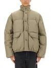 Our Legacy Taupe Grey Inhale Puffer Jacket In Green
