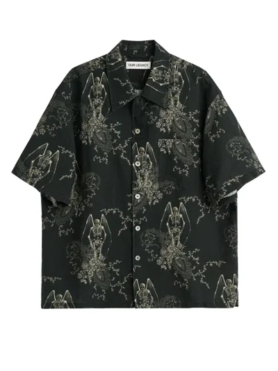 Our Legacy Mens Death Paisley Print Graphic-print Short-sleeve Cotton And Linen Shirt In Multi