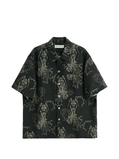 Our Legacy Mens Death Paisley Print Graphic-print Short-sleeve Cotton And Linen Shirt In Multi
