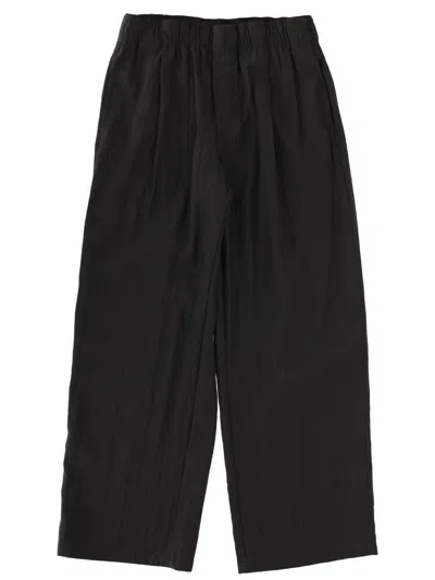 Our Legacy Linen Blend Textured Straight Pants In Black