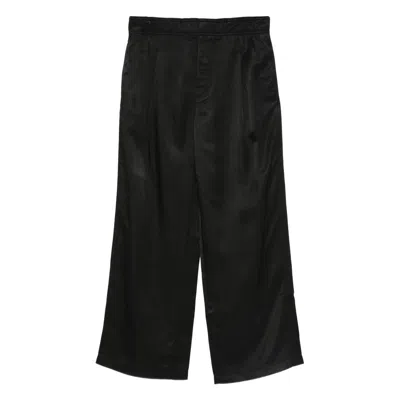 Our Legacy Wide Leg Satin Trousers Side Pockets In Black
