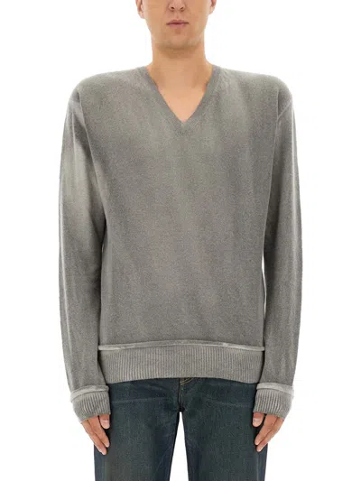 Our Legacy V-neck Long Sleeve Knit Sweater In Gray