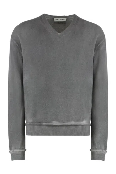 Our Legacy Parallel Sweater In Wool With V-neck In Gray