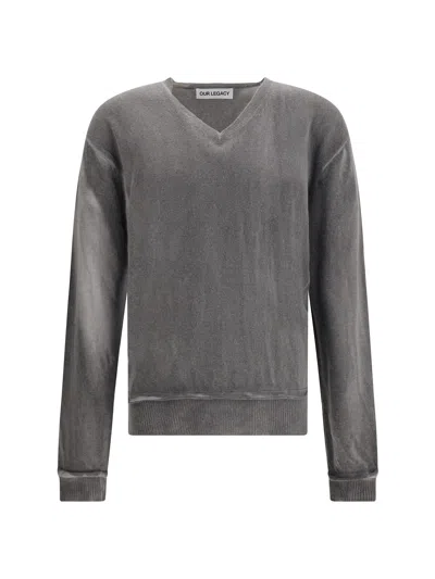 Our Legacy V Neck Grey Sweater In Gray