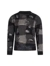 Our Legacy Patchwork Design Black Sweater With Round Neckline In Black