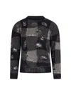 Our Legacy Patchwork Design Black Sweater With Round Neckline In Black