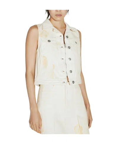 Our Legacy Zip-up Denim Vest In Beige