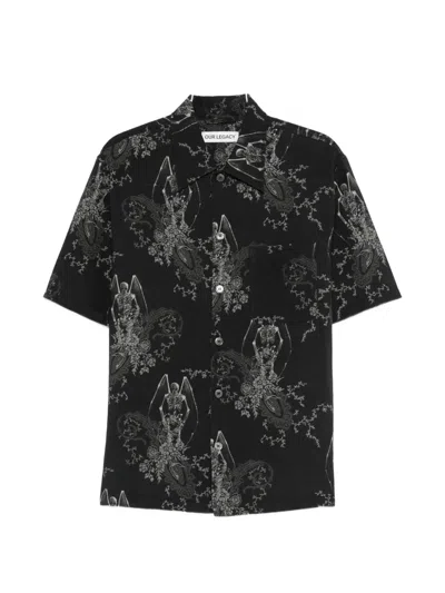 Our Legacy Mens Death Paisley Print Graphic-print Short-sleeve Cotton And Linen Shirt In Multi