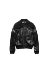 Our Legacy Pharos Leather Bomber Jacket With Removable Genuine Shearling Collar In Black