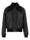 Our Legacy Bomber Jacket Leather Large Collar In Schwarz