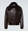 Our Legacy Pharos Wool-blend Trimmed Leather Bomber Jacket In Animal Print