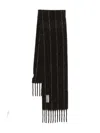 Our Legacy Pinstriped Fringe Scarf In Black