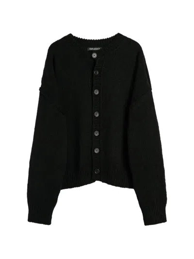 Our Legacy True Cardigan Coarse Linen Wool In Black