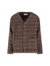 Our Legacy Checked Brushed-knit Cardigan In Brown