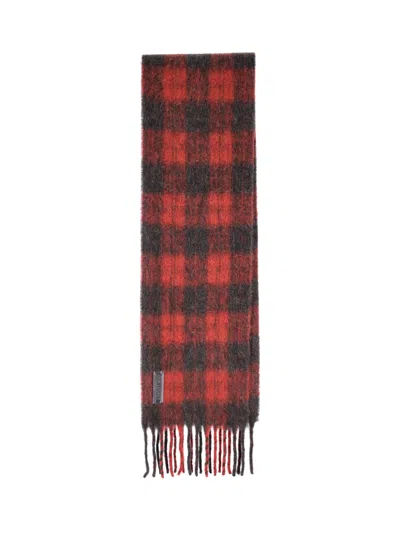 Our Legacy Plaid Fuzzy Alpaca Scarf In Red