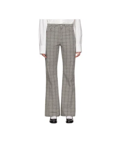 Our Legacy Black & White Moto Cut Trousers In Bard Of Wales