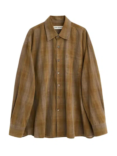 Our Legacy Mens Dakota Flannel Check Checked Relaxed-fit Cotton Shirt In Brown