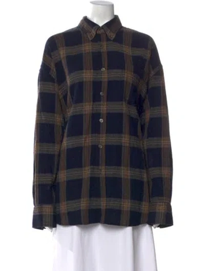 Pre-owned Our Legacy Plaid Print Long Sleeve Button-up Top In Blue