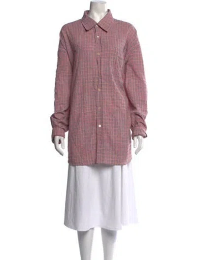Pre-owned Our Legacy Plaid Print Long Sleeve Button-up Top In Pink