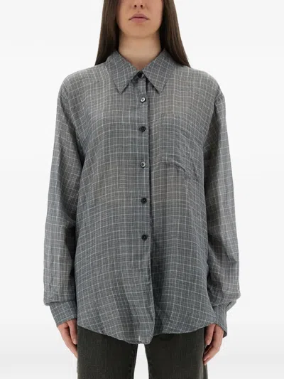 Our Legacy Plaid Tie-back Shirt In Gray