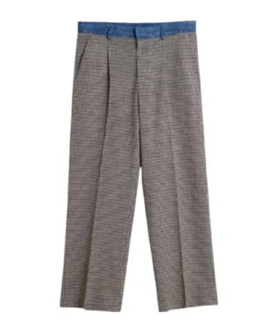 Our Legacy Plaid Wool Casual Trousers In Gray