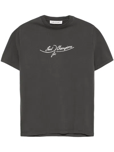 Our Legacy Gray Box T-shirt In Black Plates Print