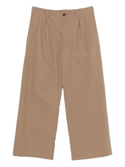 Our Legacy Pleated Cotton Trousers In Brown
