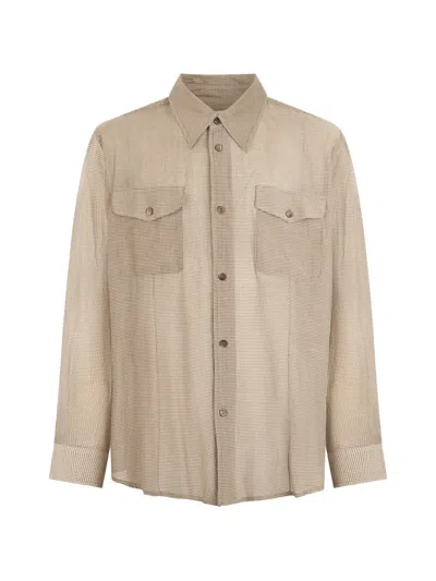 Our Legacy Classic Checkered Silk And Cotton Long-sleeved Shirt In Brown