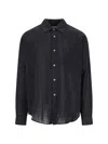 Our Legacy Relaxed Fit Black Shirt With Classic Collar And Textured Fabric In Black