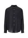 Our Legacy Relaxed Fit Black Shirt With Classic Collar And Textured Fabric In Black