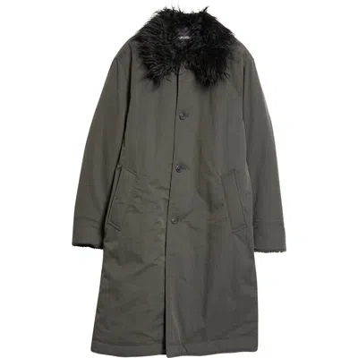 Our Legacy Polar Water Repellent Coat With Faux Fur Collar In Vapor Charcoal Peached Nylon