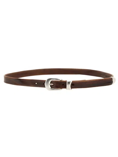 Our Legacy Polished Metal Buckle Brown Leather Belt