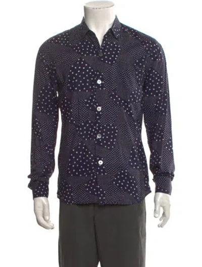 Pre-owned Our Legacy Polka Dot Print Long Sleeve Denim Shirt In Blue